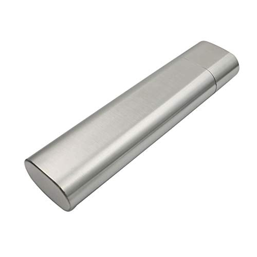 Portable Stainless Steel Tube Holder Cigar case，Men's Best Gift (Silver 1)