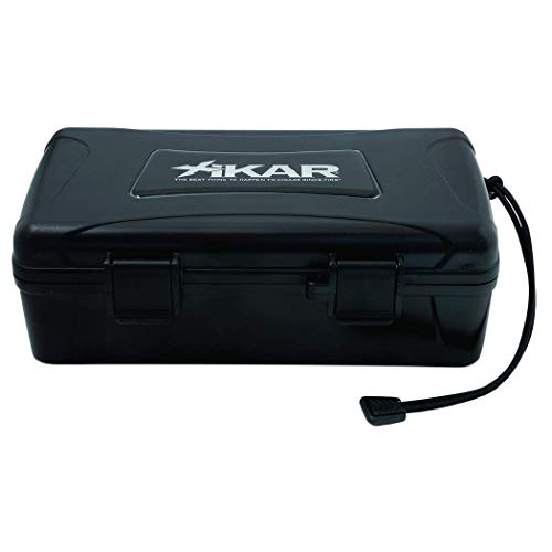 Xikar Cigar Travel Carrying Case, Holds 10 Cigars, Includes 1 Humidifier, Watertight, Crushproof, Model 210Xi, Black