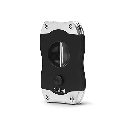 Colibri V-Cut Cutter - V-Shaped Stainless Steel Blade with Spring-Loaded Release - for up to a Large 60+ Ring Gauge - Ergonomic Design & Gift Box Included - Brushed Chrome