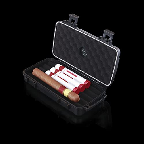 C Crystal Lemon Travel Cigar Case with Humidor, Waterproof, Crushproof Cigar Caddy Black