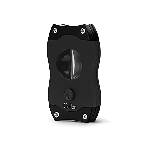 Colibri V-Cut Cutter - V-Shaped Stainless Steel Blade with Spring-Loaded Release - for up to a Large 60+ Ring Gauge - Ergonomic Design & Gift Box Included - Black