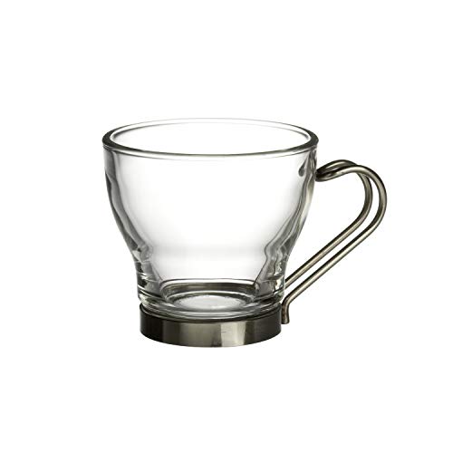 Bormioli Rocco Verdi Espresso Cup With Stainless Steel Handle, Set of 4, Gift Boxed, 3.5 ounces. Accessories