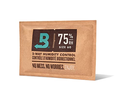 Boveda 75% Two-Way Humidity Control Pack for Storing Up to 25 Items – Size 60 – Single – Fix Major Moisture Loss in Non-Plastic Humidifier Boxes – Moisture Absorber – Humidifier– Individually Wrapped