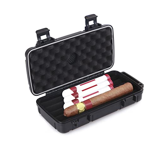 C Crystal Lemon Travel Cigar Case with Humidor, Waterproof, Crushproof Cigar Caddy Black