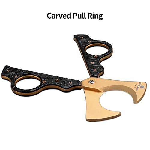 Cigar Scissors Cutter Stainless Steel Double Blade Guillotine Cutter Straight Cut Scissors with Leather Case (Gold)