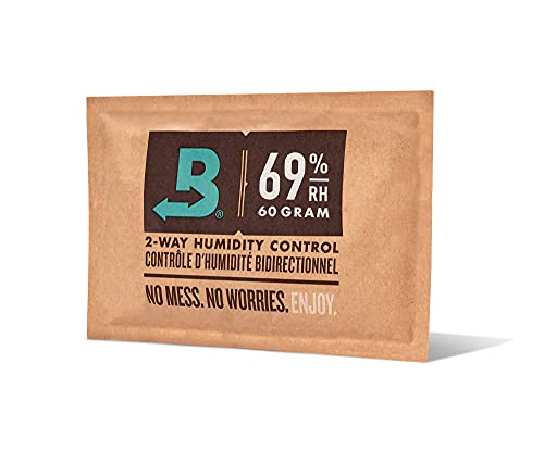 Boveda 69% Two-Way Humidity Control Packs For Storing Up to 25 Items – Size 60 – Single – Plastic & Wood Humidifier Boxes & Zip Lock Bags – Moisture Absorber – Humidifier Pack – Individually Wrapped