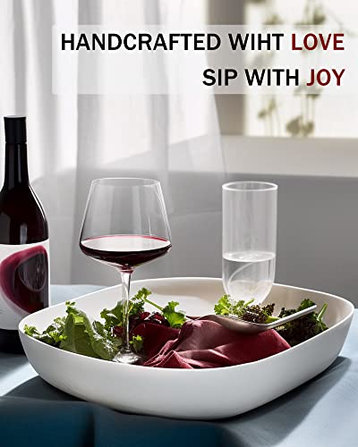 JBHO Hand Blown Italian Style Crystal Burgundy Wine Glasses - Lead-Free Premium Crystal Clear Glass - Set of 2-21 Ounce - Gift-Box for any Occasion Glassware