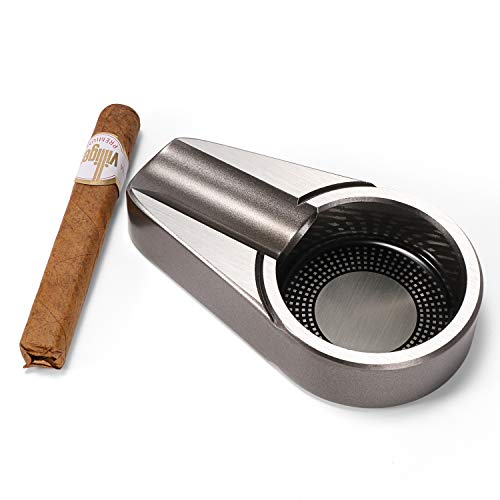 CiTree Cigar Ashtray, Cigar Travel Ashtray, Metal Ashtray (Silver)