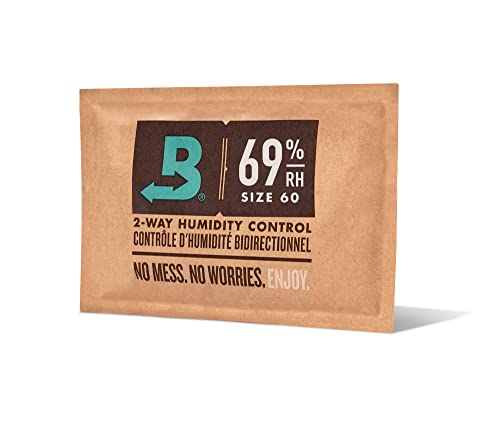 Boveda 69% Two-Way Humidity Control Packs For Storing Up to 25 Items – Size 60 – Single – Plastic & Wood Humidifier Boxes & Zip Lock Bags – Moisture Absorber – Humidifier Pack – Individually Wrapped