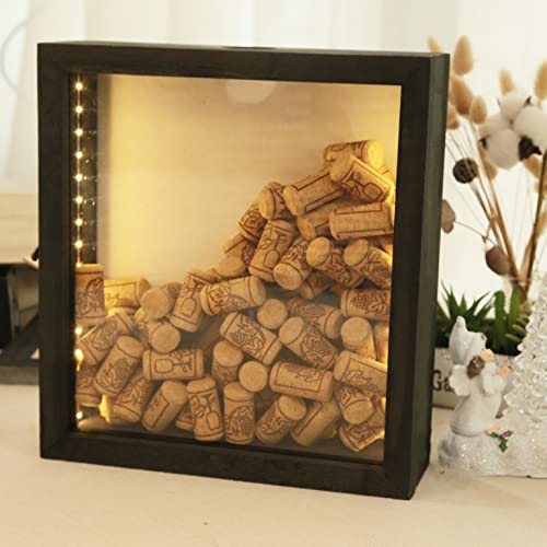 GiveU LED Cigar Band Box Display Show Case with Slot-Wine Cork Holder-Black