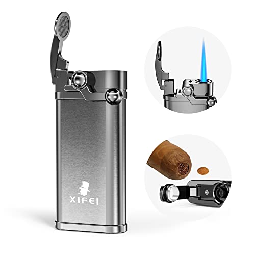 XIFEI Cigar Lighter Jet Flame Refillable Butane Lighter with Cigar Punch