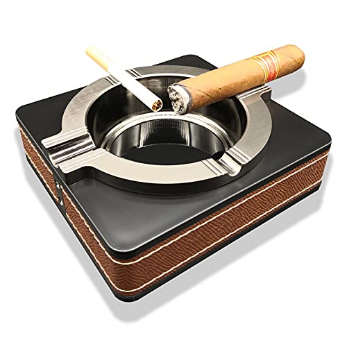 YOUTUOY Cigar Ashtrays and Ashtrays for Cigarettes, Ash tray for Weed, Suitable for Indoor, Outdoor, Patio, Home, Office Use, Ash Holder for Smokers (Black)