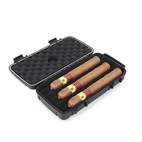 C Crystal Lemon Travel Cigar Case with Humidor, Waterproof, Crushproof Cigar Caddy Black