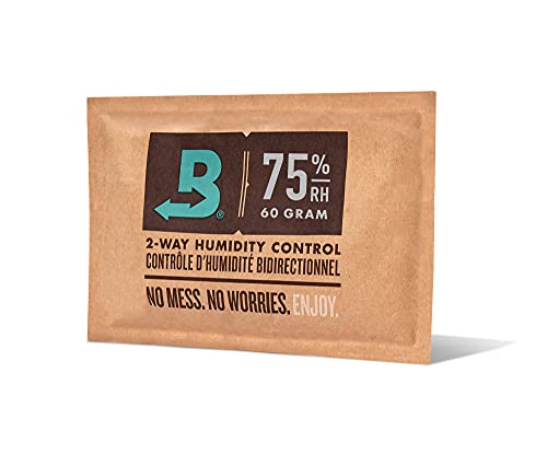 Boveda 75% Two-Way Humidity Control Pack for Storing Up to 25 Items – Size 60 – Single – Fix Major Moisture Loss in Non-Plastic Humidifier Boxes – Moisture Absorber – Humidifier– Individually Wrapped