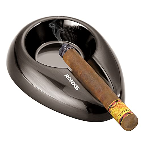 RONXS Cigar Ashtrays, Fathers Day Gifts, All Metal Outdoor Ashtray Unbreakable Portable Ash Tray Single Cigar Holder Ashtrays for Cigarettes, Great Cigar Accessories Gift