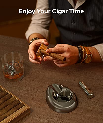 RONXS Cigar Ashtrays, Fathers Day Gifts, All Metal Outdoor Ashtray Unbreakable Portable Ash Tray Single Cigar Holder Ashtrays for Cigarettes, Great Cigar Accessories Gift