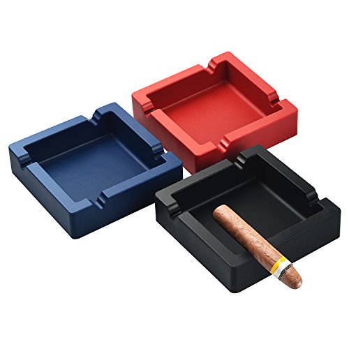 OILP Cigar Ashtray Big Ashtrays for Cigarettes Outdoors Large Black 4 Dual-use Rest Unbreakable Silicone Cigar Cigarette Ashtray for Patio/Outside/Indoor/Home Decor