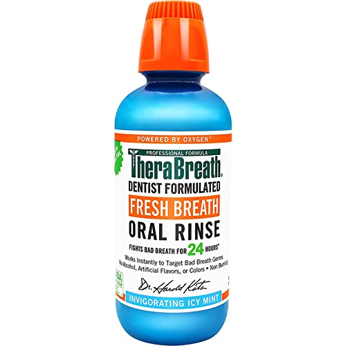 TheraBreath Fresh Breath Dentist Formulated Oral Rinse, Icy Mint, 16 Fl Oz (Pack of 2)