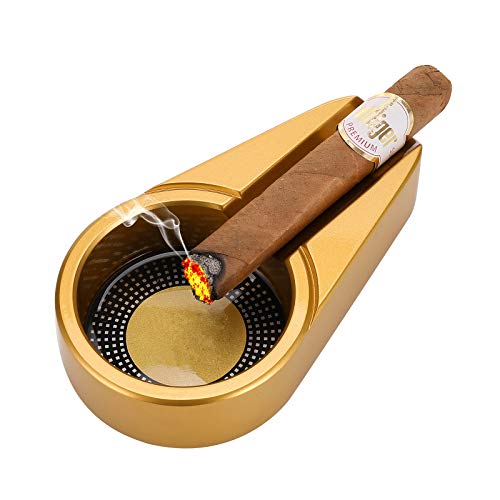 CiTree Cigar Ashtray, Cigar Travel Ashtray, Metal Ashtray (Gold)