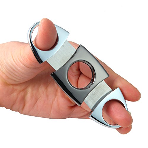 Cigar Cutter Guillotine Stainless Steel Double Blade, 23mm Max. Cigar Diameter Guillotine Cigar Cutter (Gun Color)