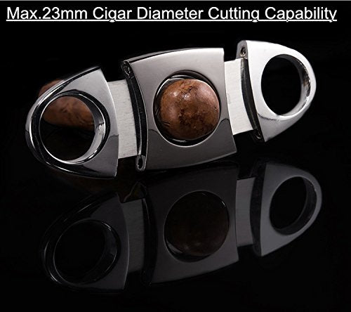 Cigar Cutter Guillotine Stainless Steel Double Blade, 23mm Max. Cigar Diameter Guillotine Cigar Cutter (Gun Color)