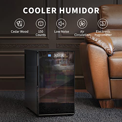 NEEDONE Electric Cooler Humidor, 23L 150 Counts Capacity, with Spanish Cedar Wood helves & Drawer Electronic Humidor Gift for Men