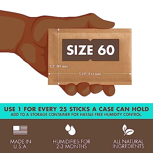 Boveda 75% Two-Way Humidity Control Pack for Storing Up to 25 Items – Size 60 – Single – Fix Major Moisture Loss in Non-Plastic Humidifier Boxes – Moisture Absorber – Humidifier– Individually Wrapped