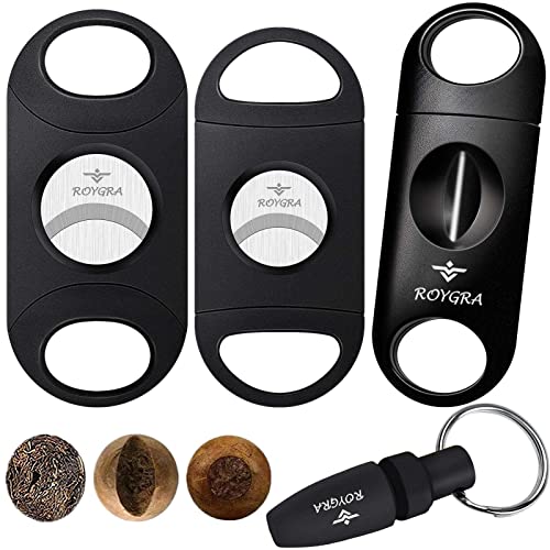 roygra Cigar Cutter Set, Enlarge Guillotine, Guillotine, Enlarge V-Cut, Cigar Punch - 4 Pack