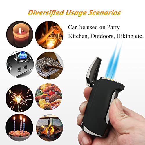 Torch Lighter Double Jet Flame Lighter (Black Crackle)