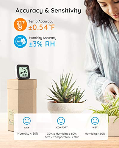 Govee Temperature Humidity Monitor 2-Pack, Indoor Room Thermometer Hygrometer with App Alert, Mini Bluetooth Digital Thermometer Humidity Sensor with Data Storage for Home Greenhouse Cellar