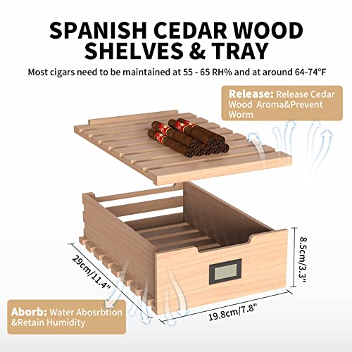 NEEDONE Electric Cooler Humidor, 23L 150 Counts Capacity, with Spanish Cedar Wood helves & Drawer Electronic Humidor Gift for Men