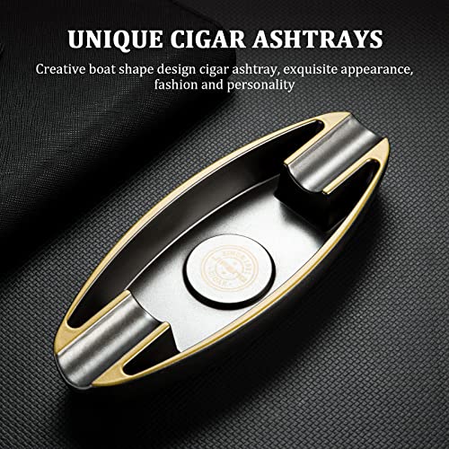 CIGARWONG Cigar Ashtray with 2 Cigar Holder Portable Travel Ashtray Unique for Outdoors Indoors