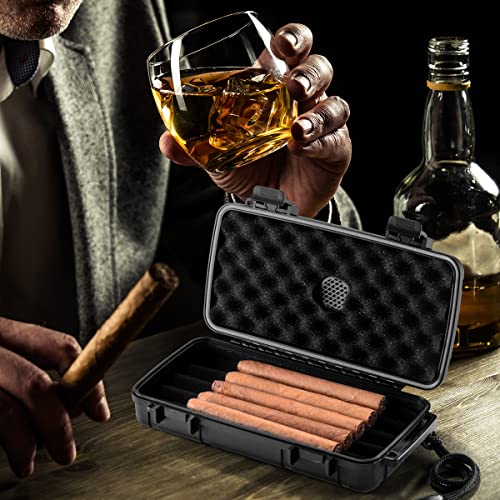 Eligara Travel Cigar Humidor Case with Humidifier Disc - Waterproof, Airtight, Durable and Crushproof - Holds up to 5 Cigars, Portable Cigar Box Gift for Men